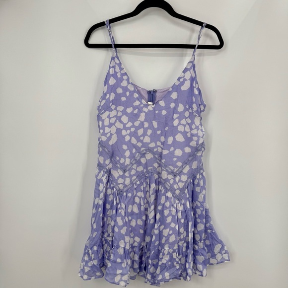 REVOLVE Dresses & Skirts - Native Daughter Purple and White Spaghetti Strap Mini Dress Tiered Ruffle L